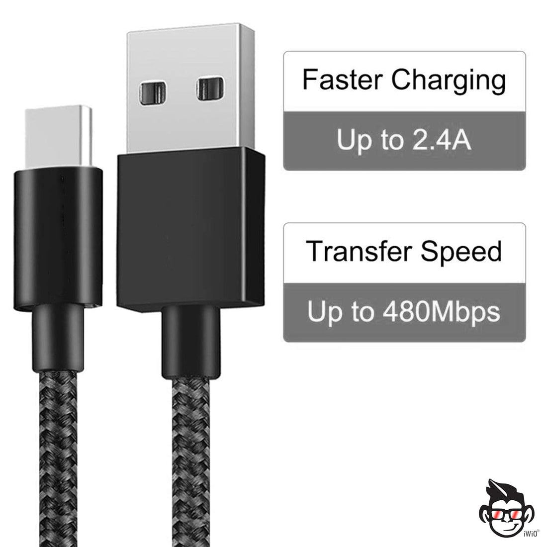 IWIO® USB C Cable,[2-Pack 3m] USB Type C Charging Cable Lead Braided USB C to USB A Charger Cable Compatible with Samsung Galaxy S10 S9 S8 S21 S20 FE A12 A20e A20 A72 A71 A70 A52 A51 A50 A40 A41 A42