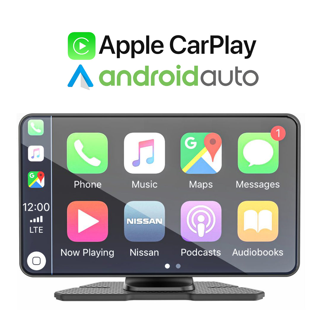 Wireless Car Stereo with Apple Carplay & Android Auto, 7" HD Portable Touch Screen Car Play GPS Navigation, Car Audio Receivers with Voice Control, Mirror Link, Bluetooth, Live Navigation, AUX, FM