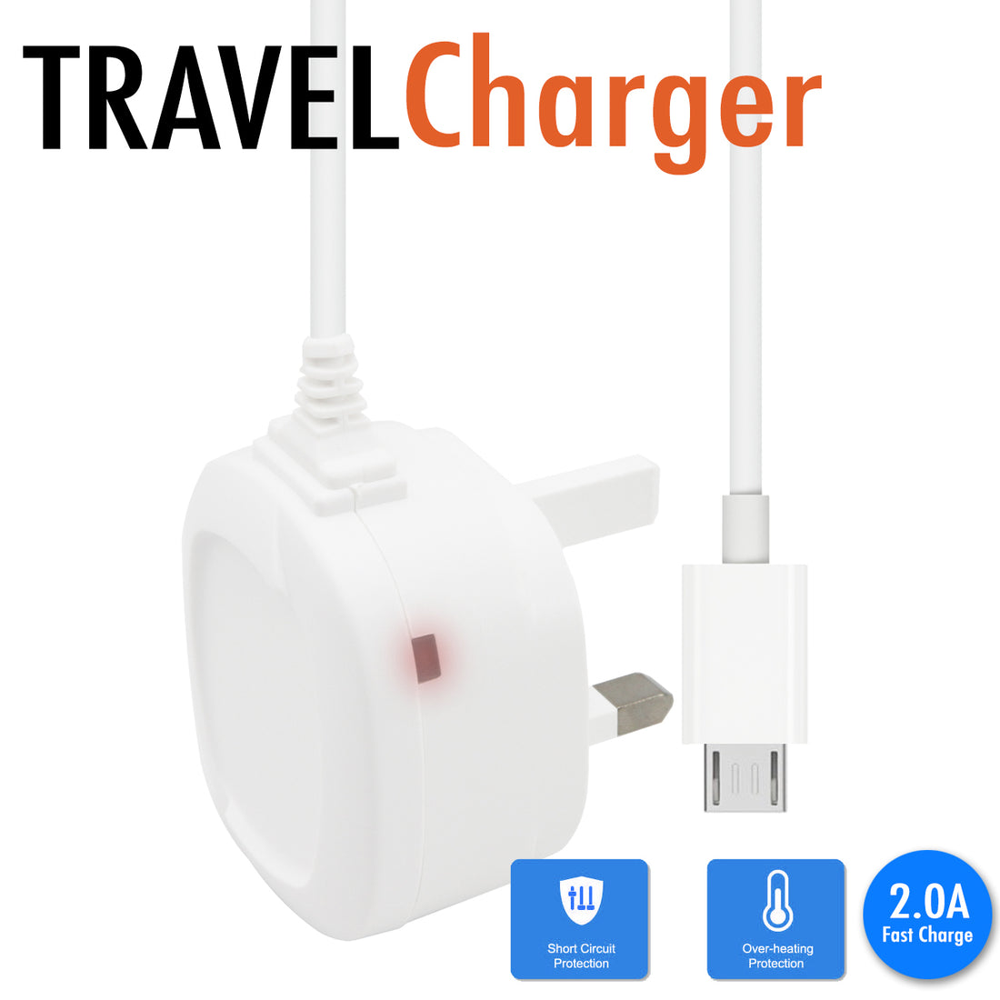 3 Pin UK Micro USB Mains Wall Charger Cable Lead with Charging LED Kindle Touch/Touch 3/ Paperwhite, Voyage, Oasis, Kindle Fire/Fire HD/Fire HDX, Keyboard, 3