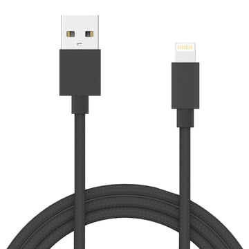 IWIO® USB-A to Lightning Cable (Nylon) - BLACK