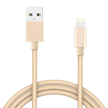 IWIO® USB-A to Lightning Cable (Nylon) - GOLD