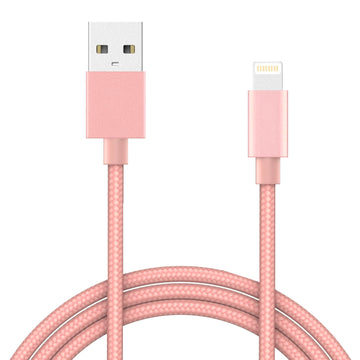 IWIO® USB-A to Lightning Cable (Nylon) - ROSE GOLD